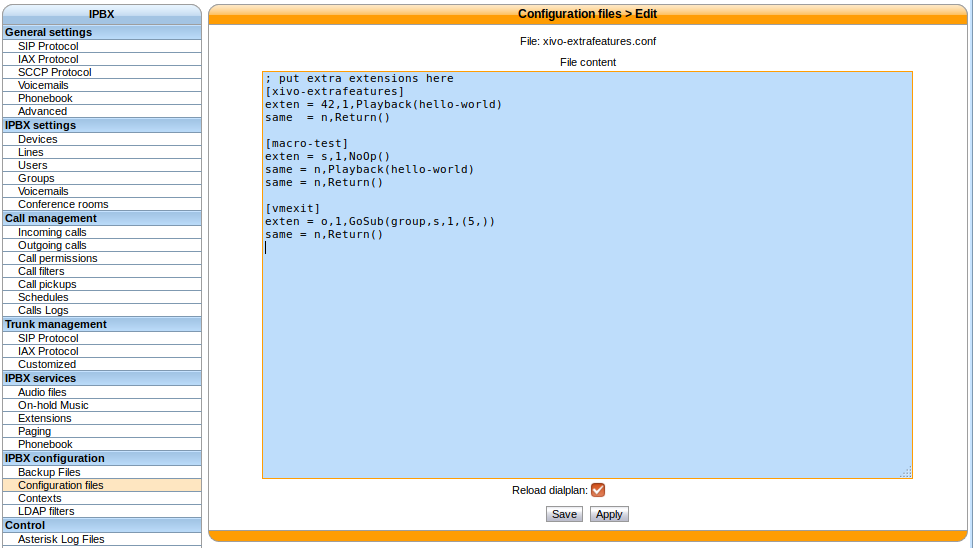 Customizing asterisk configuration files