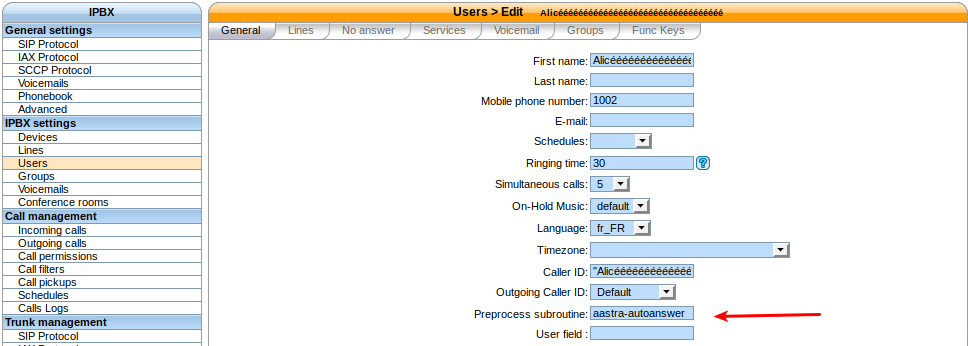 User preprocess subroutine